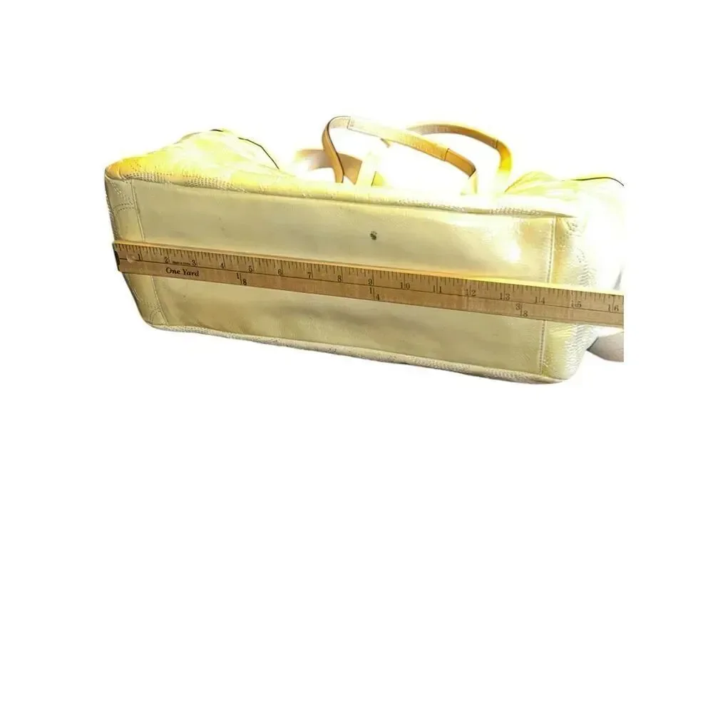 COACH baby Bag pale yellow Patent Leather Signature Travel Tote Baby vintage